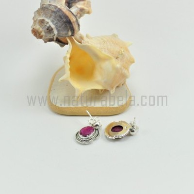 Brincos em Prata com Rubi Brincos em Prata com Rubi