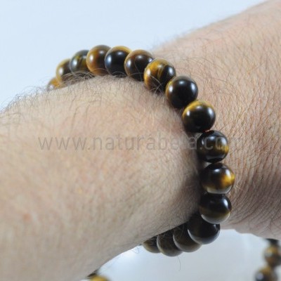 Pulseira de Bolas de Olho-de-Tigre