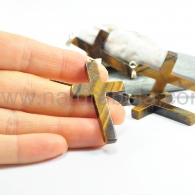 Pendente Cruz de Olho de tigre Pendente Cruz de Olho de tigre