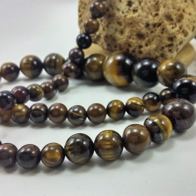 Colar clássico de bolas de Olho de Tigre Colar clássico de bolas de Olho de Tigre