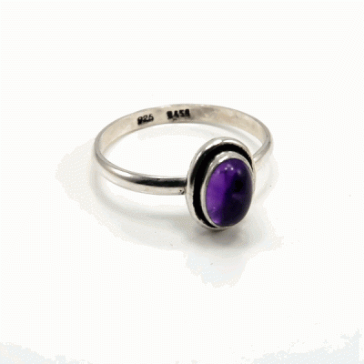 Anel Prata Oval com Ametista Anel Prata Oval com Ametista