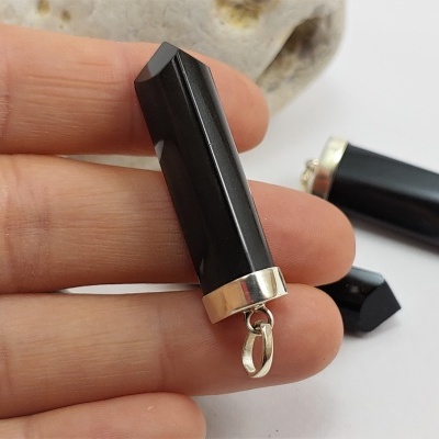 Turmalina Negra em Bastão de PRATA Turmalina Negra em Bastão de PRATA