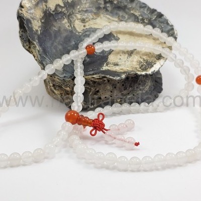 JapaMala 6mm de Jade branco e Cornalina