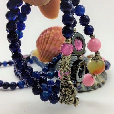 Pulseira Colar Sapo da Sorte Azul escuro