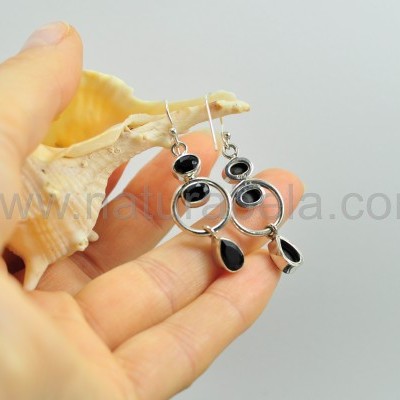 Brincos em prata com Ónix Brincos em prata com Ónix