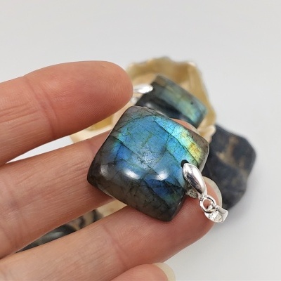 Pendente Labradorite Quadrado Prata
