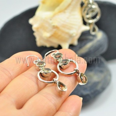 Brincos em prata com Citrino Brincos em prata com Citrino