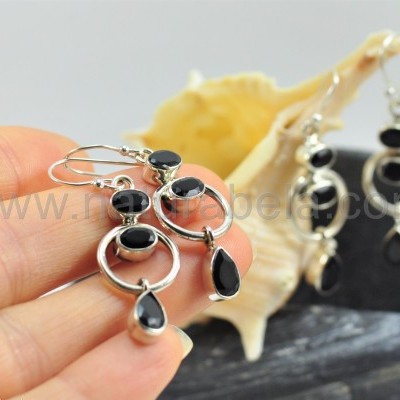 Brincos em prata com Ónix Brincos em prata com Ónix