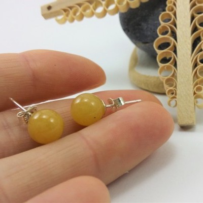 Brincos Bola Calcita com fecho em PRATA Brincos Bola Calcita com fecho em PRATA