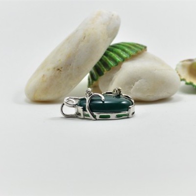 Pendente Oval de Ágata Verde com Zircónias