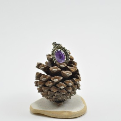 Pendente em Prata com gema Ametista