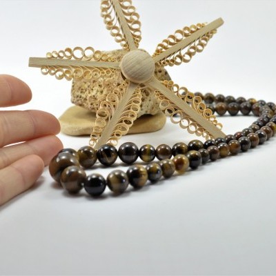 Colar clássico de bolas de Olho de Tigre Colar clássico de bolas de Olho de Tigre