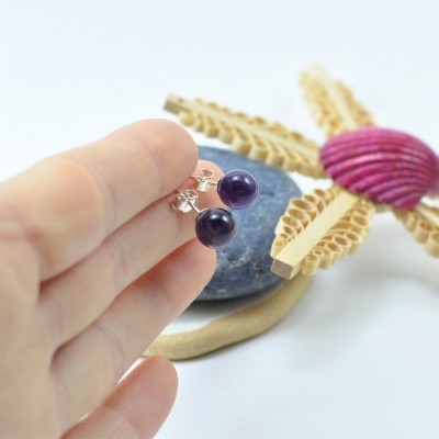 Brincos Bola Ametista com fecho em PRATA Brincos Bola Ametista com fecho em PRATA