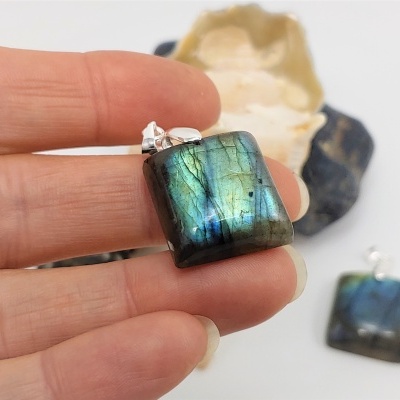 Pendente Labradorite Quadrado Prata