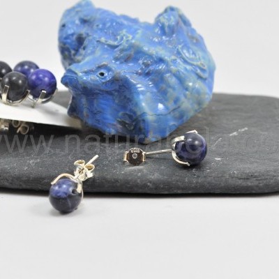 Brincos em prata com Bola 8mm de Sodalita Brincos em prata com Bola 8mm de Sodalita