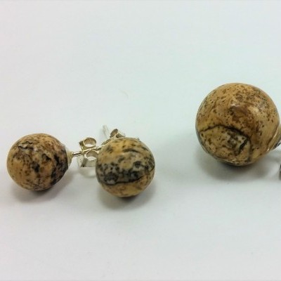 Conjunto Pendente e Brincos em Pedras Naturais Jaspe "Paisagem" Conjunto Pendente e Brincos em Pedras Naturais Jaspe "Paisagem"