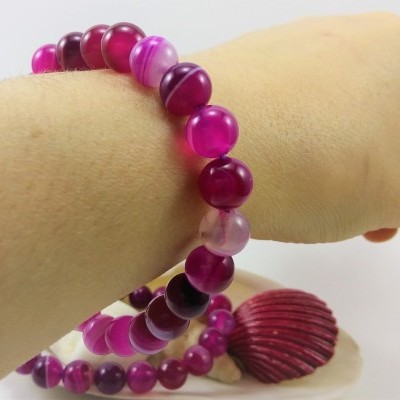Pulseira de bolas Ágata Lilás Pulseira de bolas Ágata Lilás