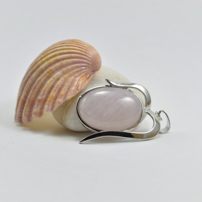 Pendente ovalado com quartzo rosa Pendente ovalado com quartzo rosa