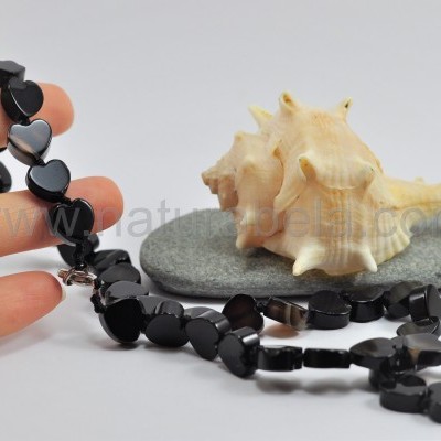 Colar Corações de Ágata negra Colar Corações de Ágata negra