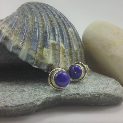 Brincos em Prata com pedra Lapis-lazúli