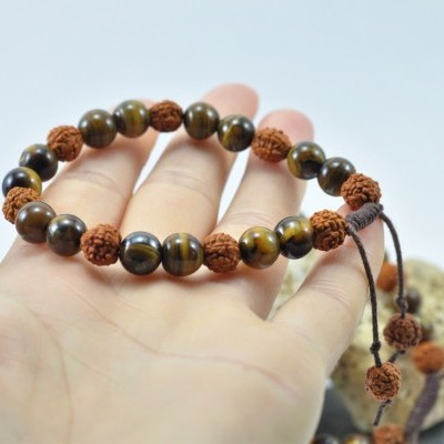RudraBela Pulseira Rudraksha com Olho de Tigre RudraBela Pulseira Rudraksha com Olho de Tigre