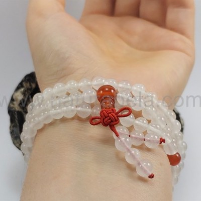 JapaMala 6mm de Jade branco e Cornalina