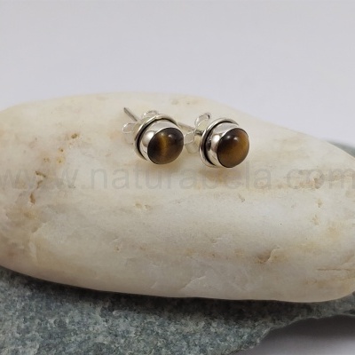 Brincos em Prata com Olho de Tigre