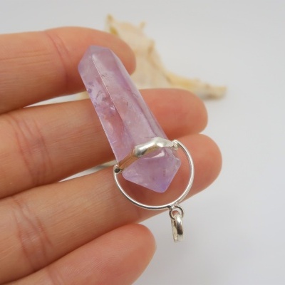 Pendente Ametista biterminado em PRATA 925