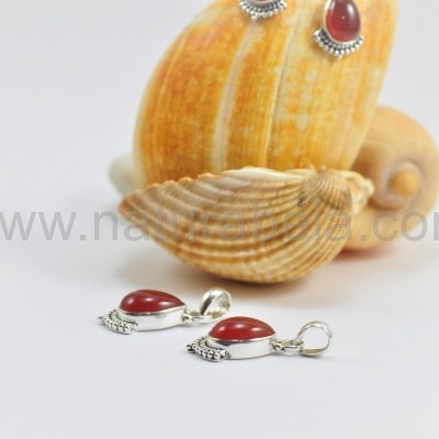 Brincos lágrima em Prata com Cornalina Brincos lágrima em Prata com Cornalina