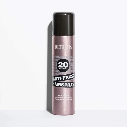 Frasco metálico rosa Redken Anti-Frizz Hairspray 260 ml com tampa preta