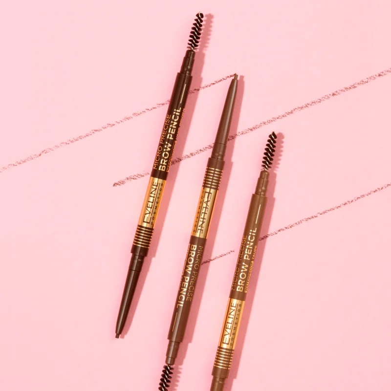 Eveline Cosmetics Micro Precise - Lápis Impermeável para Sobrancelhas com Escova 2 em 1