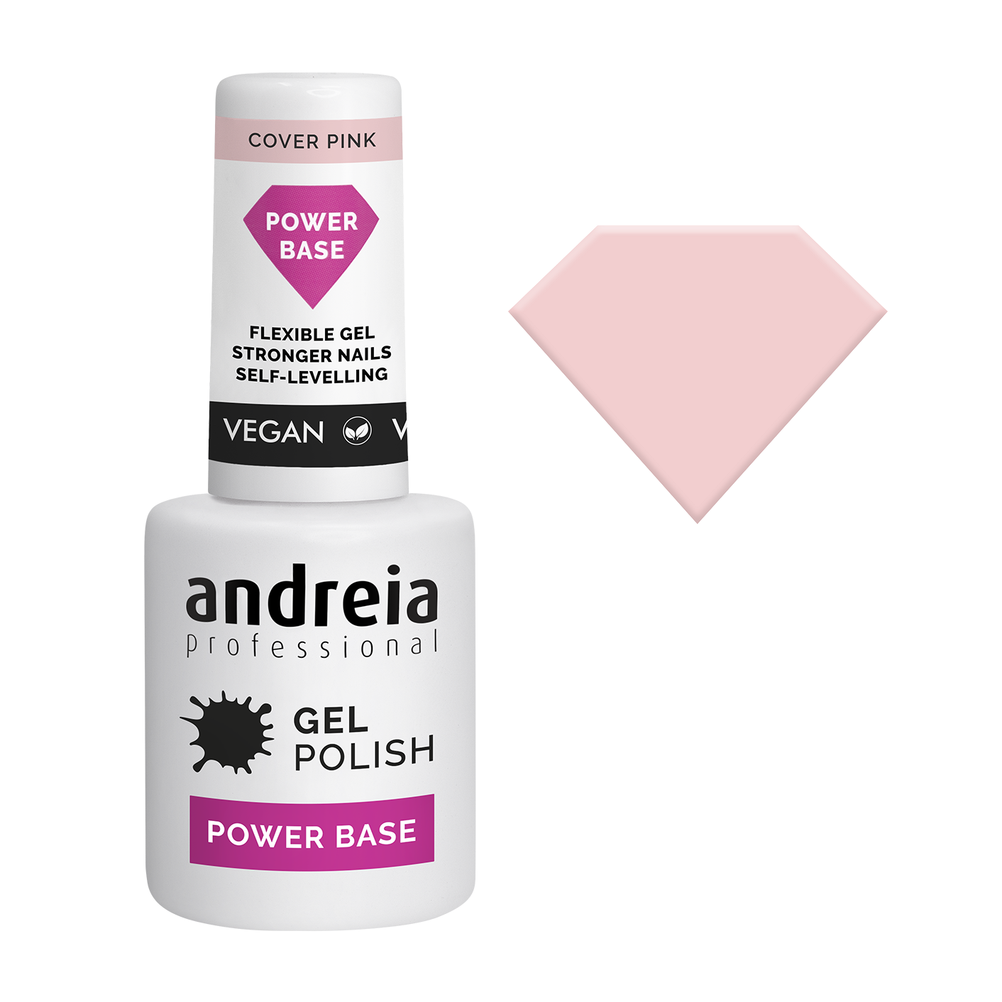 frasco de verniz gel profissional Andreia Power Base rosa pálido