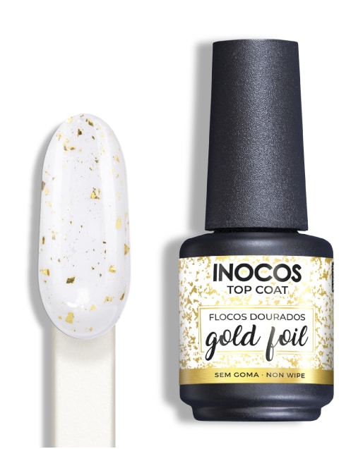 TOP&#x20;COAT&#x20;INOCOS&#x20;-&#x20;Gold&#x20;Foil&#x20;Flocos&#x20;Dourados&#x20;15&#x20;ml