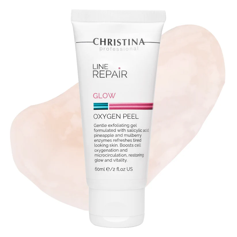 Tubo branco de gel esfoliante facial Christina Line Repair Glow Oxygen Peel