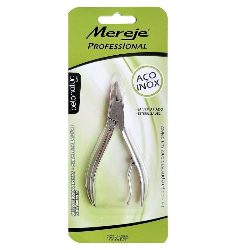 Alicate profissional para unhas em aço inox num blister verde