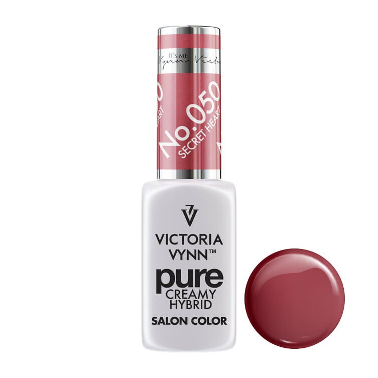 frasco de verniz para unhas Victoria Vynn Pure Creamy Hybrid Salon Color com amostra da cor