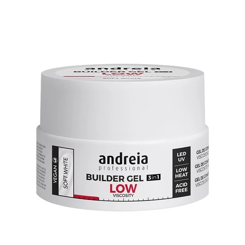 Recipiente branco de gel para unhas Andreia builder gel 3in1