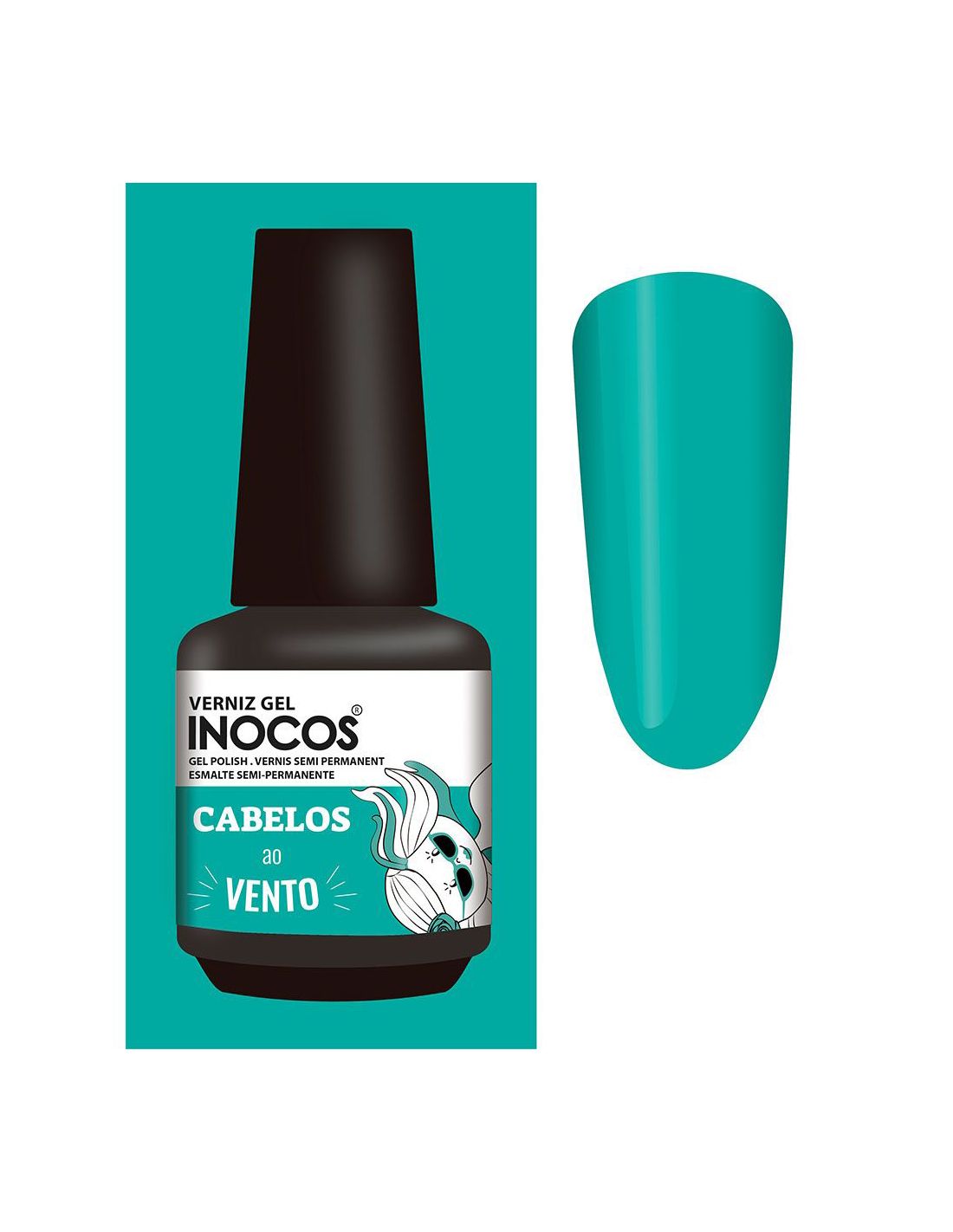 Esmalte gel Inocos cor Cabelos ao Vento com amostra da cor