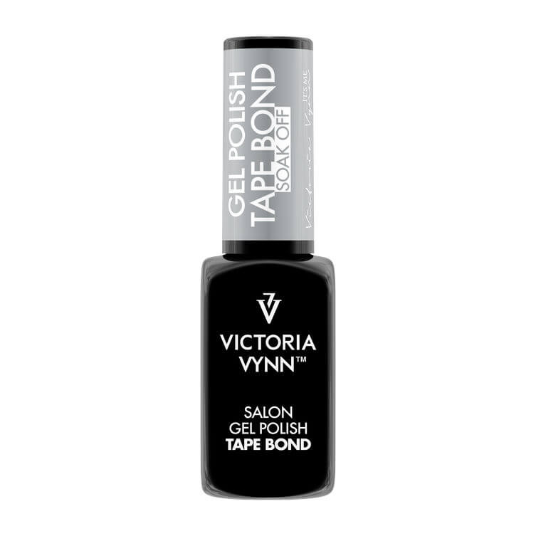 Frasco de verniz gel preto Victoria Vynn com tampa cinzenta e texto branco