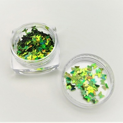 Pote transparente com lantejoulas de borboletas coloridas