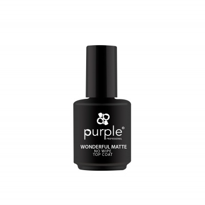 Frasco preto de verniz para unhas Purple Professional com texto branco