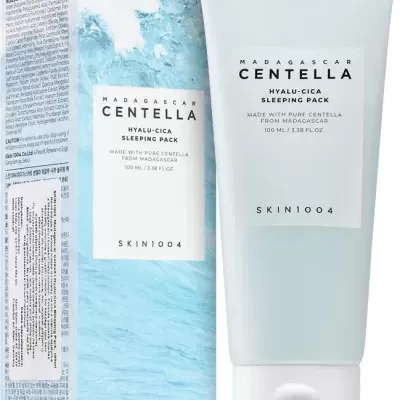 Pack de cuidado de pele Madagascar Centella Hyalu-Cica Sleeping Pack com tubo branco e caixa azul