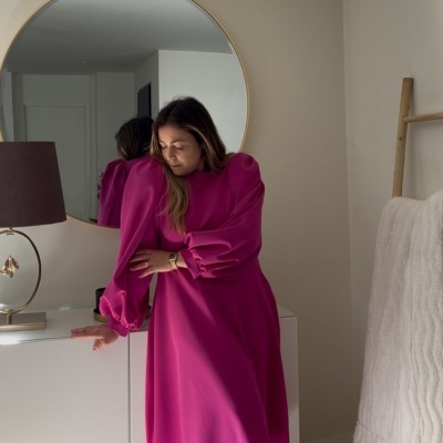 Vestido Angel saia fluída magenta