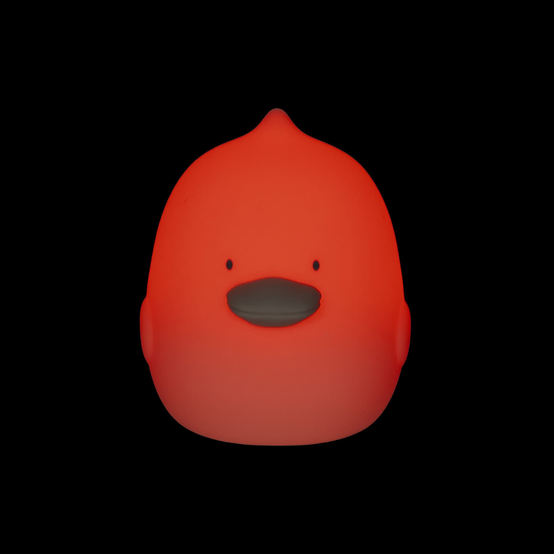 Luminária em forma de pato cor de laranja fosca iluminada