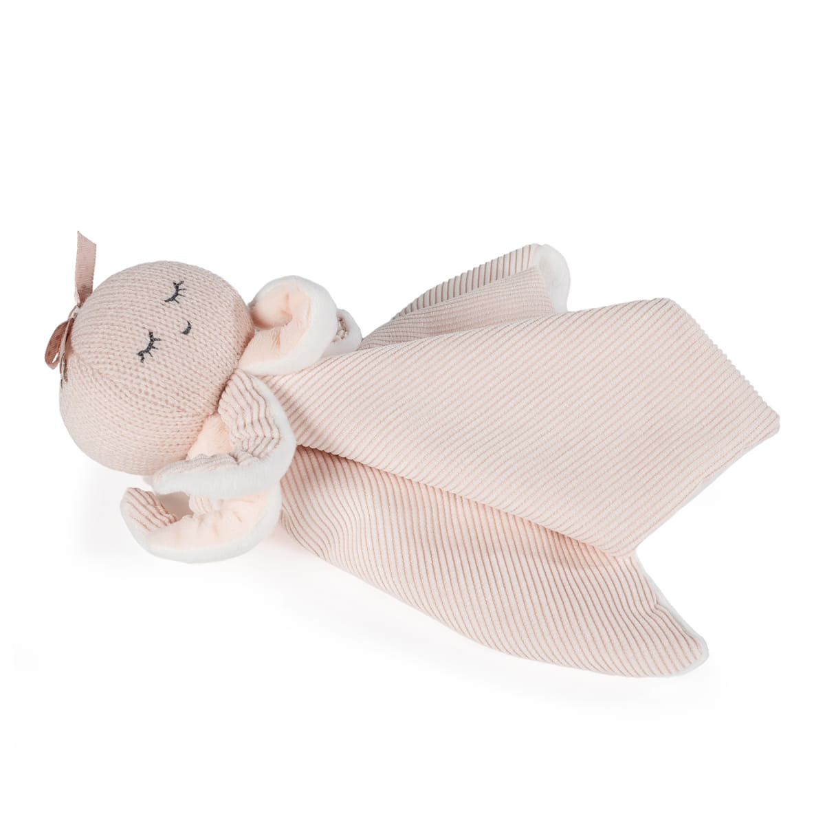 Manta de bebé com cabeça de boneca rosa e asas pequenas