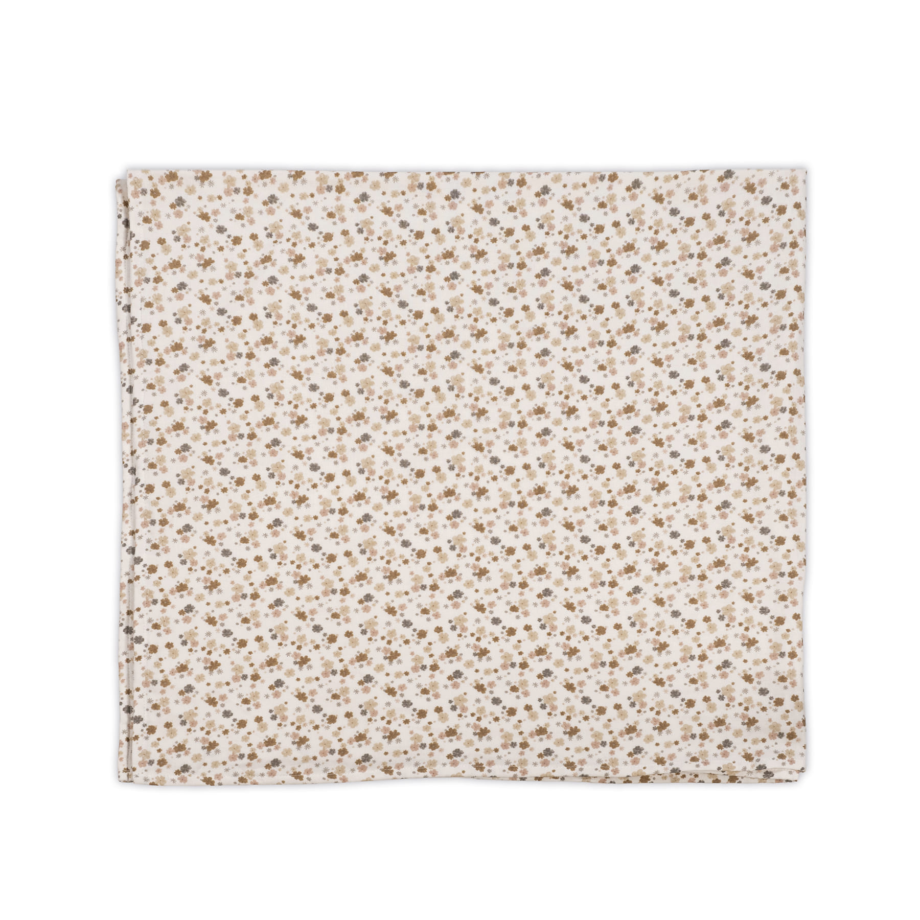 Cobertor floral branco e bege dobrado