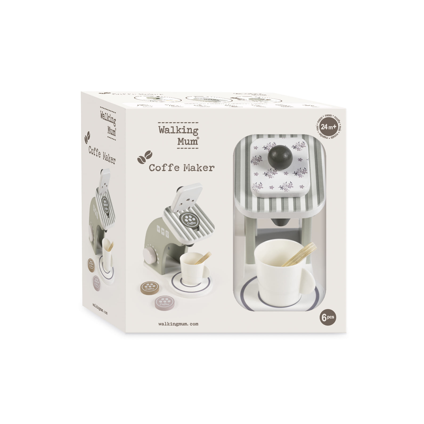 Walking Mum Cafeteira de Madeira Botton