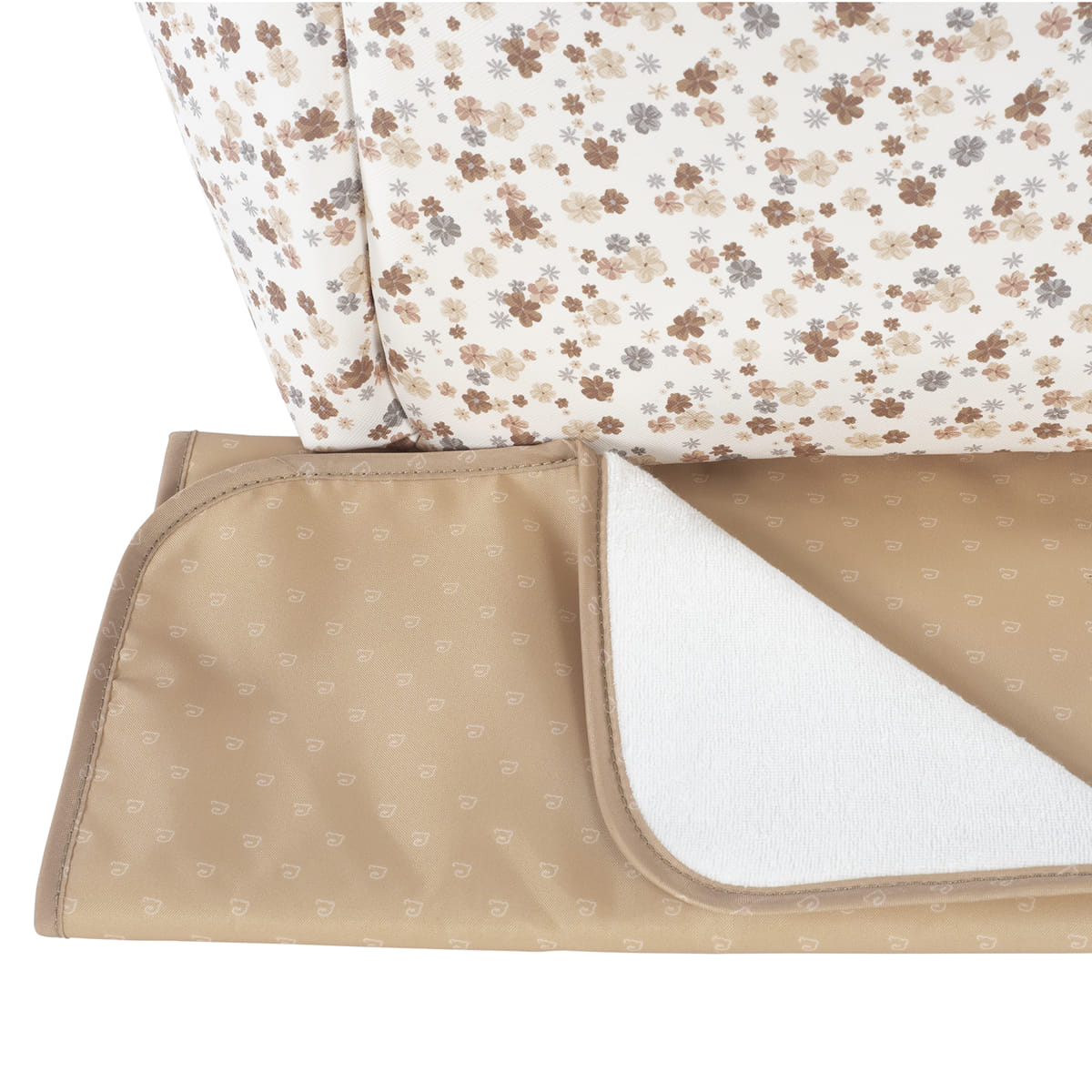 Colchão infantil estampado com protetor bege