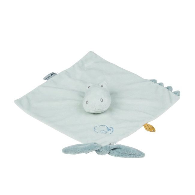 Manta azul clara com cabeça de hipopótamo de tecido macio central