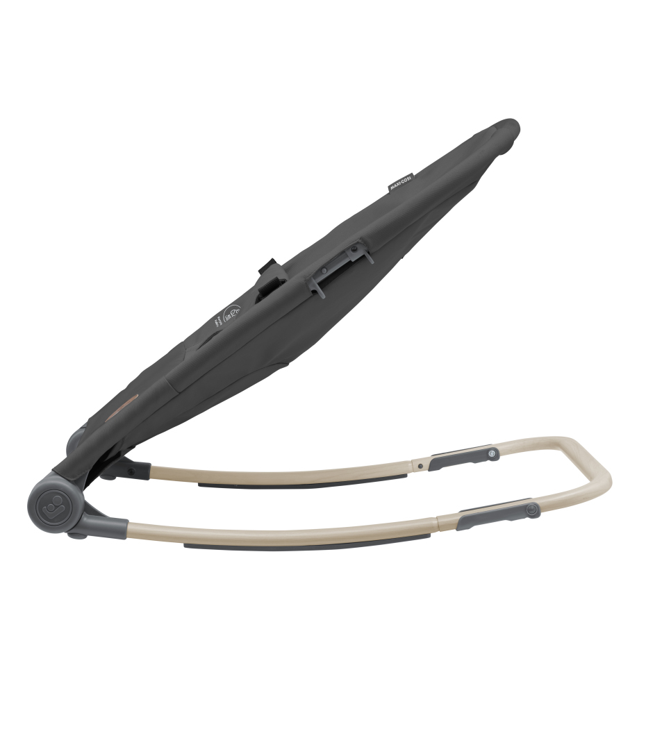 Cadeira de baloiço infantil cinza escuro com estrutura bege